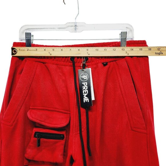Preme Red Cargo Jogger SweatPants Mens Size Small Cotton - Picture 13 of 15
